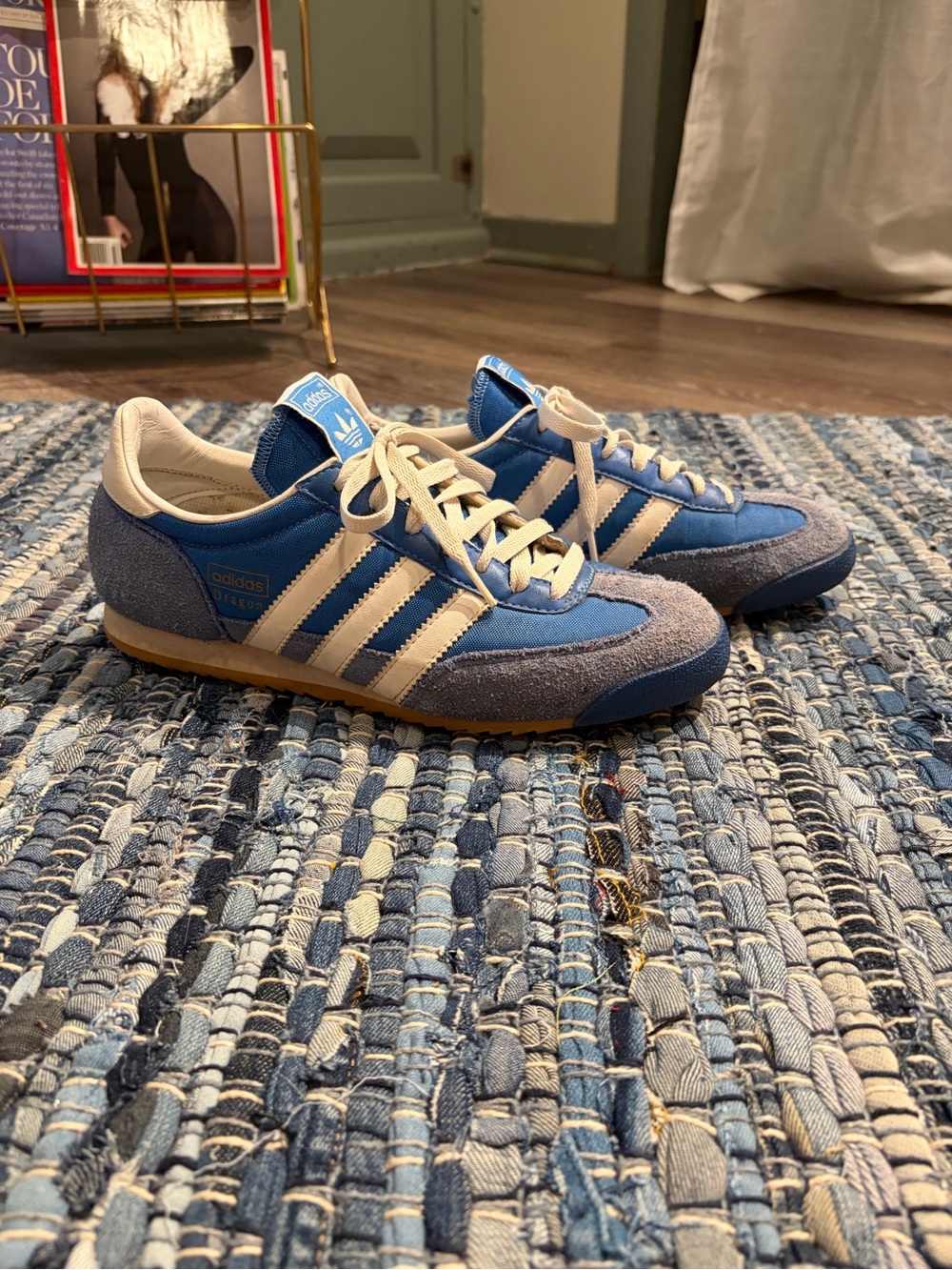 Adidas Dragon Men's Blue and Cream Retro Sneaker
